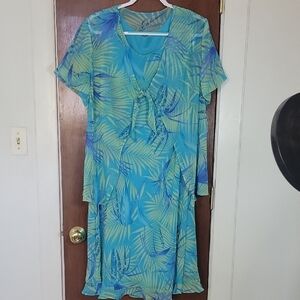 Tropical Blue and Green Dress